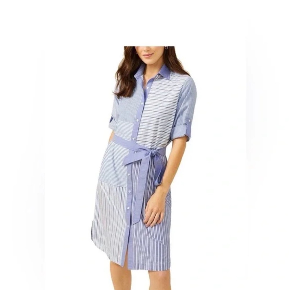J. McLaughlin Button-Front Shirt Dress with Tie Waist
